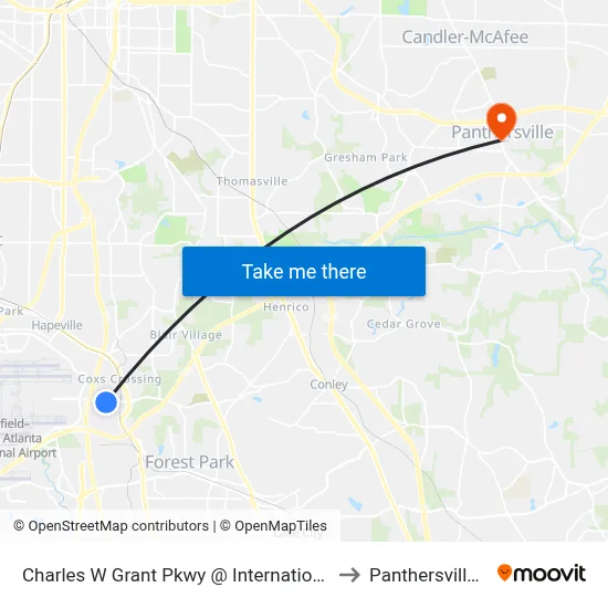 Charles W Grant Pkwy @ International Pkwy to Panthersville, GA map
