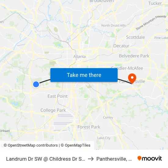Landrum Dr SW @ Childress Dr SW to Panthersville, GA map