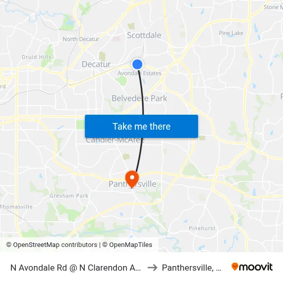 N Avondale Rd @ N Clarendon Ave to Panthersville, GA map