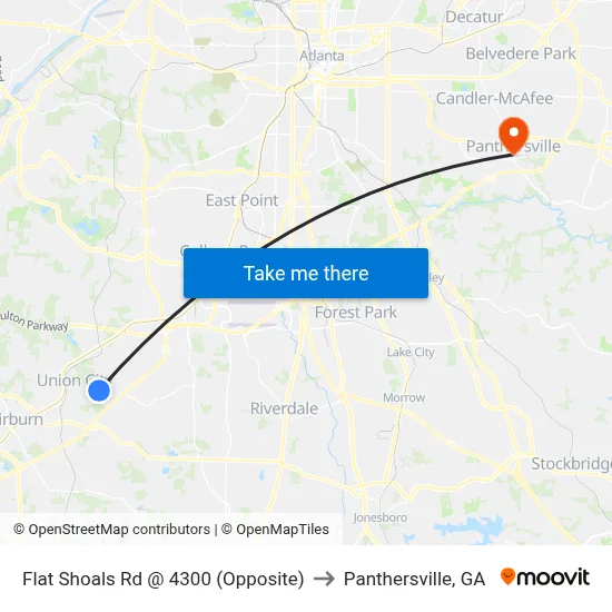 Flat Shoals Rd @ 4300 (Opposite) to Panthersville, GA map
