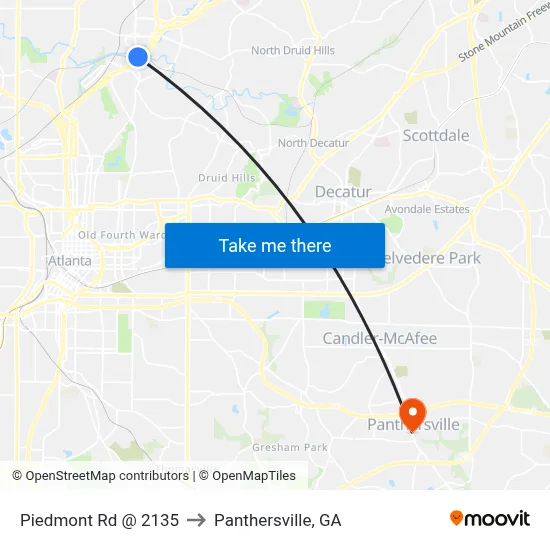 Piedmont Rd @ 2135 to Panthersville, GA map