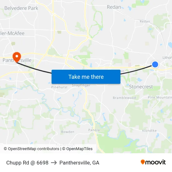 Chupp Rd @ 6698 to Panthersville, GA map