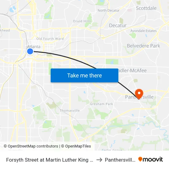 Forsyth Street at Martin Luther King Junior Drive to Panthersville, GA map