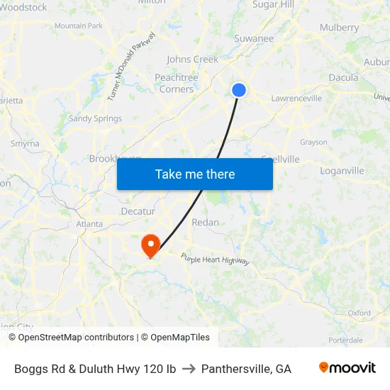 Boggs Rd & Duluth Hwy 120 Ib to Panthersville, GA map