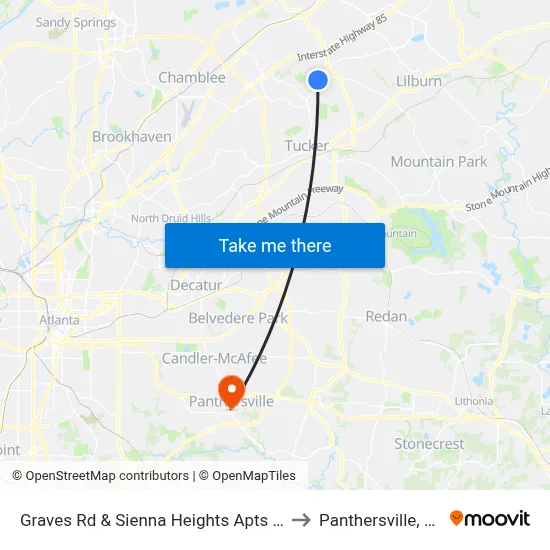 Graves Rd & Sienna Heights Apts Ob to Panthersville, GA map