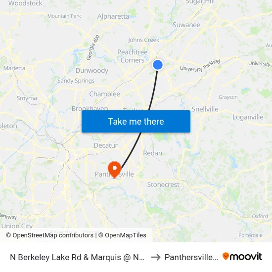 N Berkeley Lake Rd & Marquis @ Nberkeley to Panthersville, GA map