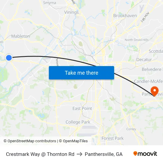 Crestmark Way @ Thornton Rd to Panthersville, GA map