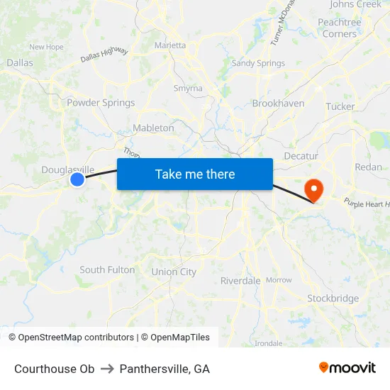 Courthouse Ob to Panthersville, GA map
