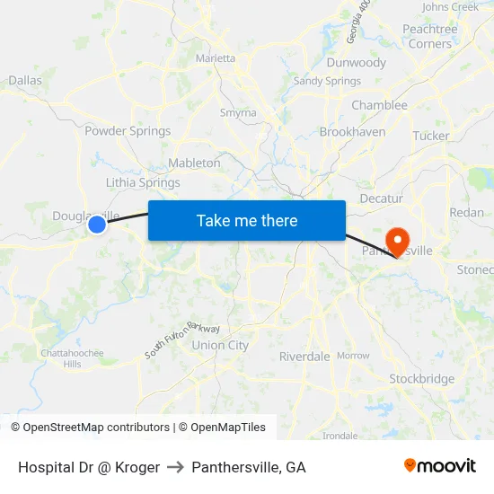 Hospital Dr @ Kroger to Panthersville, GA map