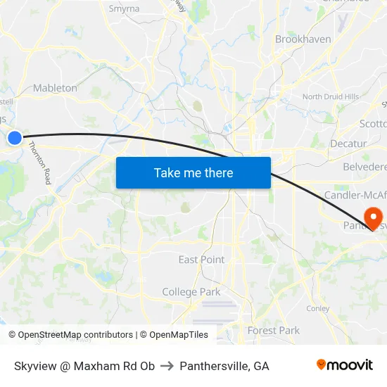 Skyview @ Maxham Rd Ob to Panthersville, GA map