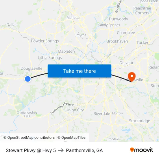 Stewart Pkwy @ Hwy 5 to Panthersville, GA map