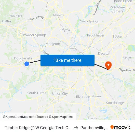 Timber Ridge @ W Georgia Tech College Ob to Panthersville, GA map