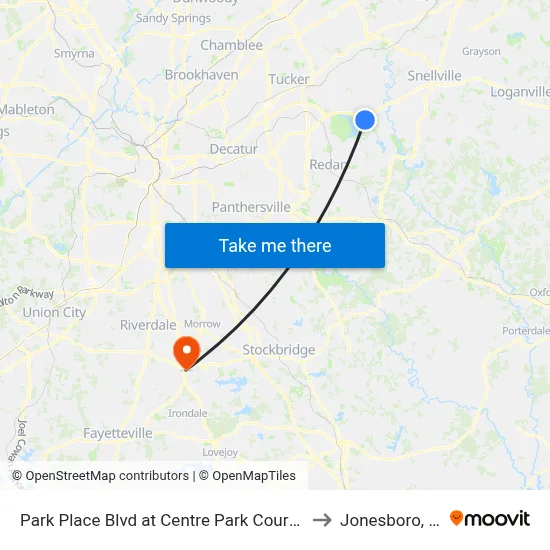 Park Place Blvd at Centre Park Court (Am to Jonesboro, GA map