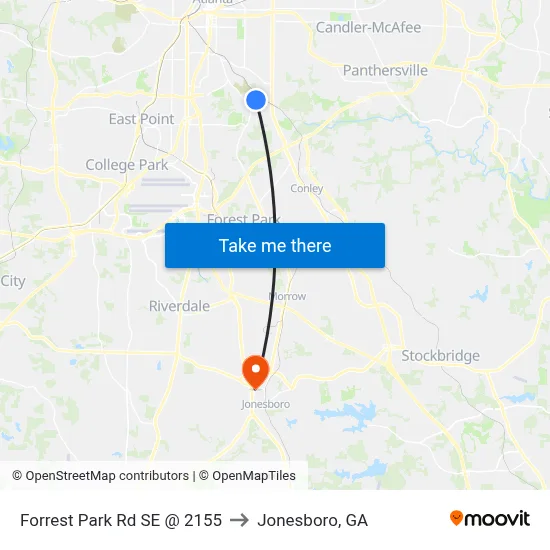 Forrest Park Rd SE @ 2155 to Jonesboro, GA map