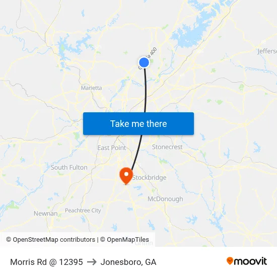 Morris Rd @ 12395 to Jonesboro, GA map
