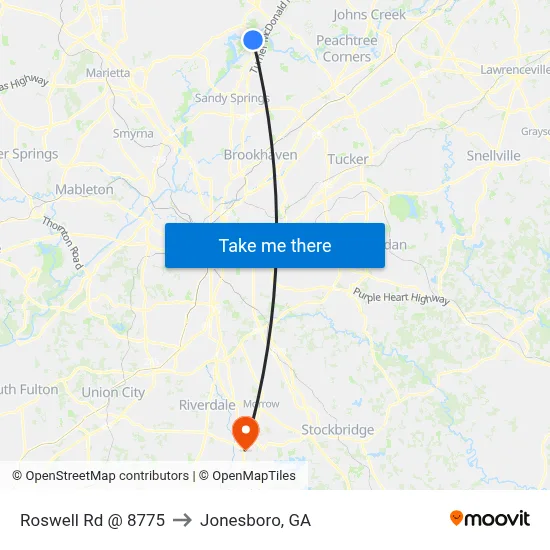 Roswell Rd @ 8775 to Jonesboro, GA map
