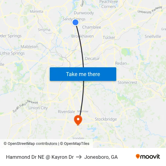 Hammond Dr NE @ Kayron Dr to Jonesboro, GA map