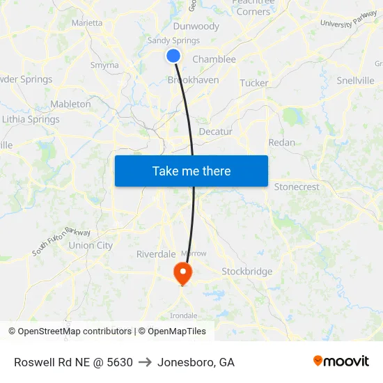 Roswell Rd NE @ 5630 to Jonesboro, GA map