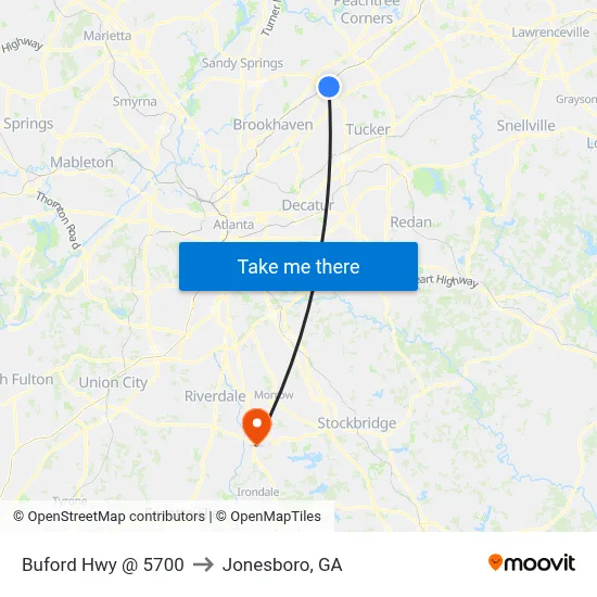 Buford Hwy @ 5700 to Jonesboro, GA map