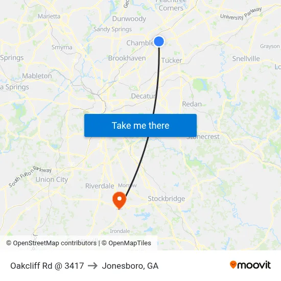 Oakcliff Rd @ 3417 to Jonesboro, GA map