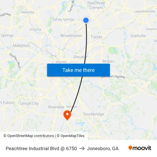 Peachtree Industrial Blvd @ 6750 to Jonesboro, GA map