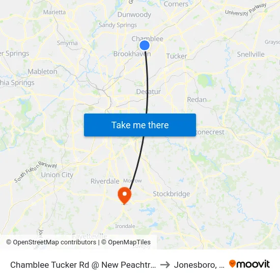 Chamblee Tucker Rd @ New Peachtree Rd to Jonesboro, GA map