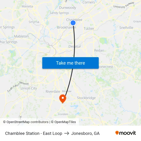 Chamblee Station - East Loop to Jonesboro, GA map
