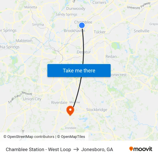 Chamblee Station - West Loop to Jonesboro, GA map