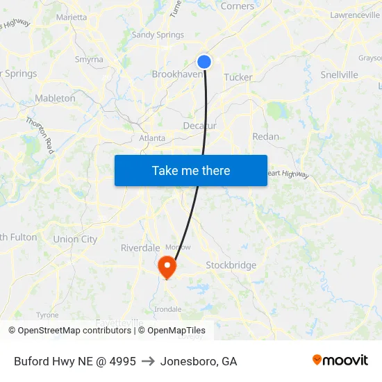 Buford Hwy NE @ 4995 to Jonesboro, GA map