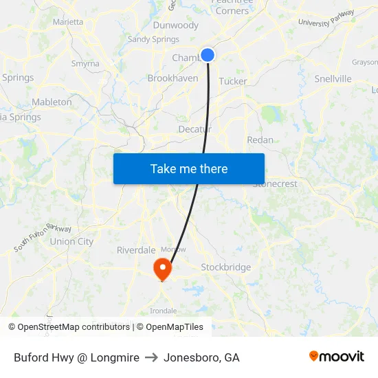 Buford Hwy @ Longmire to Jonesboro, GA map