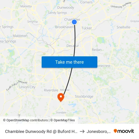 Chamblee Dunwoody Rd @ Buford Hwy NE to Jonesboro, GA map