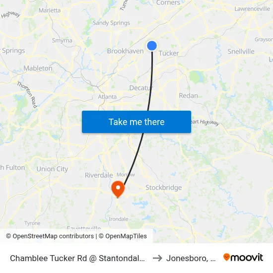 Chamblee Tucker Rd @ Stantondale Dr to Jonesboro, GA map