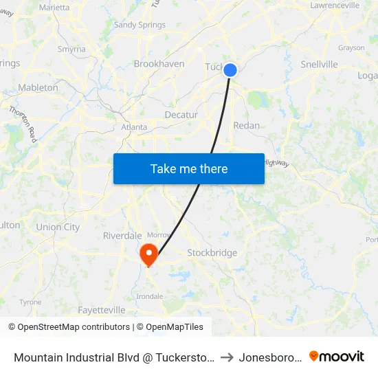 Mountain Industrial Blvd @ Tuckerstone Pkwy to Jonesboro, GA map