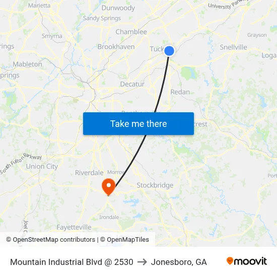 Mountain Industrial Blvd @ 2530 to Jonesboro, GA map