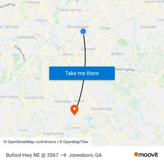 Buford Hwy NE @ 3567 to Jonesboro, GA map