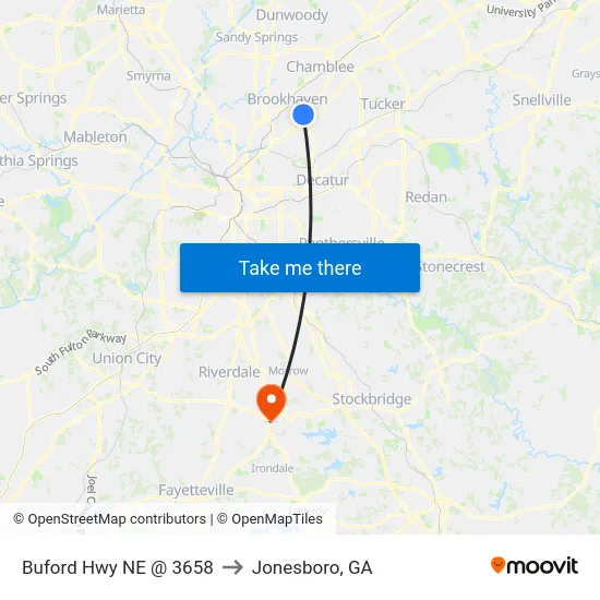 Buford Hwy NE @ 3658 to Jonesboro, GA map