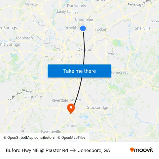 Buford Hwy NE @ Plaster Rd to Jonesboro, GA map