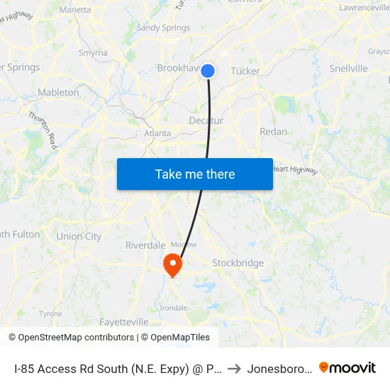 I-85 Access Rd South (N.E. Expy) @ Plaster Rd to Jonesboro, GA map