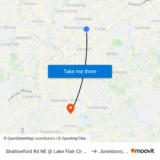 Shallowford Rd NE @ Lake Flair Cir NE (N) to Jonesboro, GA map