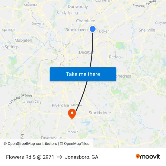 Flowers Rd S @ 2971 to Jonesboro, GA map