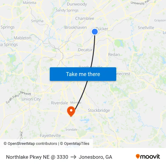 Northlake Pkwy NE @ 3330 to Jonesboro, GA map