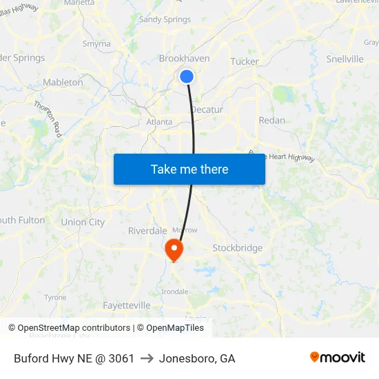 Buford Hwy NE @ 3061 to Jonesboro, GA map