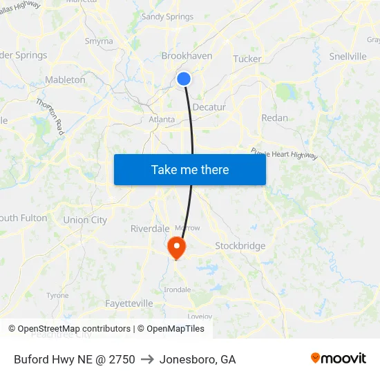 Buford Hwy NE @ 2750 to Jonesboro, GA map