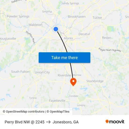 Perry Blvd NW @ 2245 to Jonesboro, GA map
