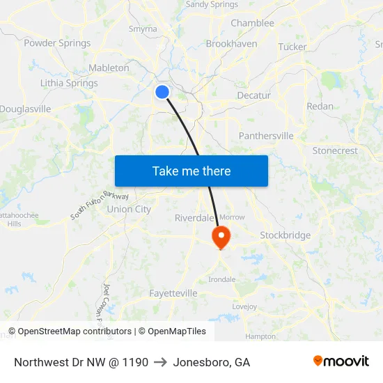 Northwest Dr NW @ 1190 to Jonesboro, GA map