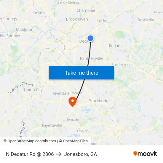 N Decatur Rd @ 2806 to Jonesboro, GA map