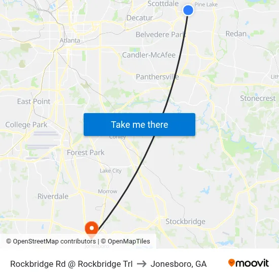 Rockbridge Rd @ Rockbridge Trl to Jonesboro, GA map