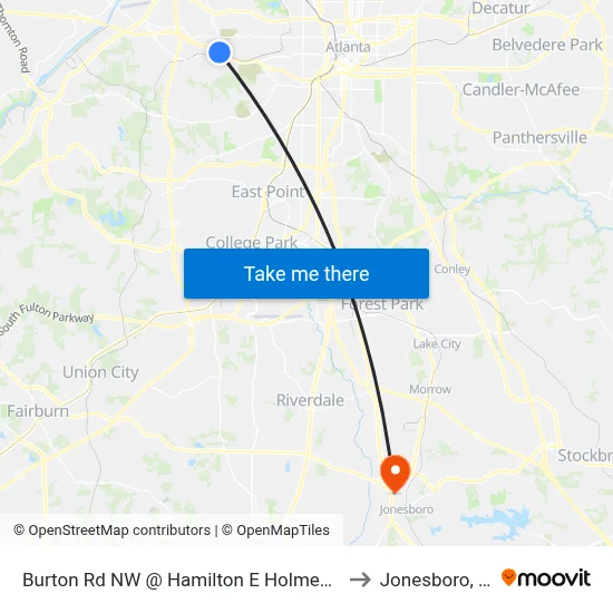 Burton Rd NW @ Hamilton E Holmes Dr N to Jonesboro, GA map