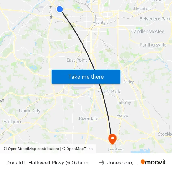 Donald L Hollowell Pkwy @ Ozburn Rd NW to Jonesboro, GA map