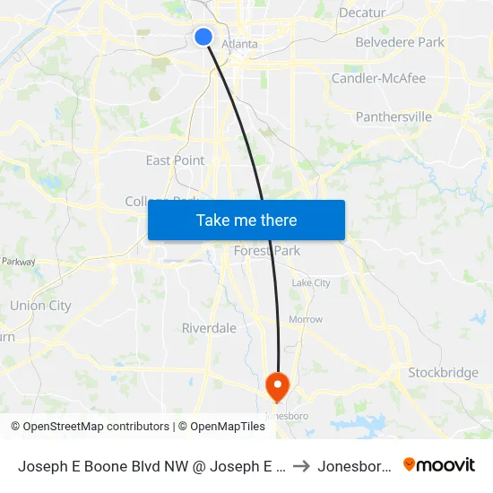 Joseph E Boone Blvd NW @ Joseph E Lowery Blvd to Jonesboro, GA map